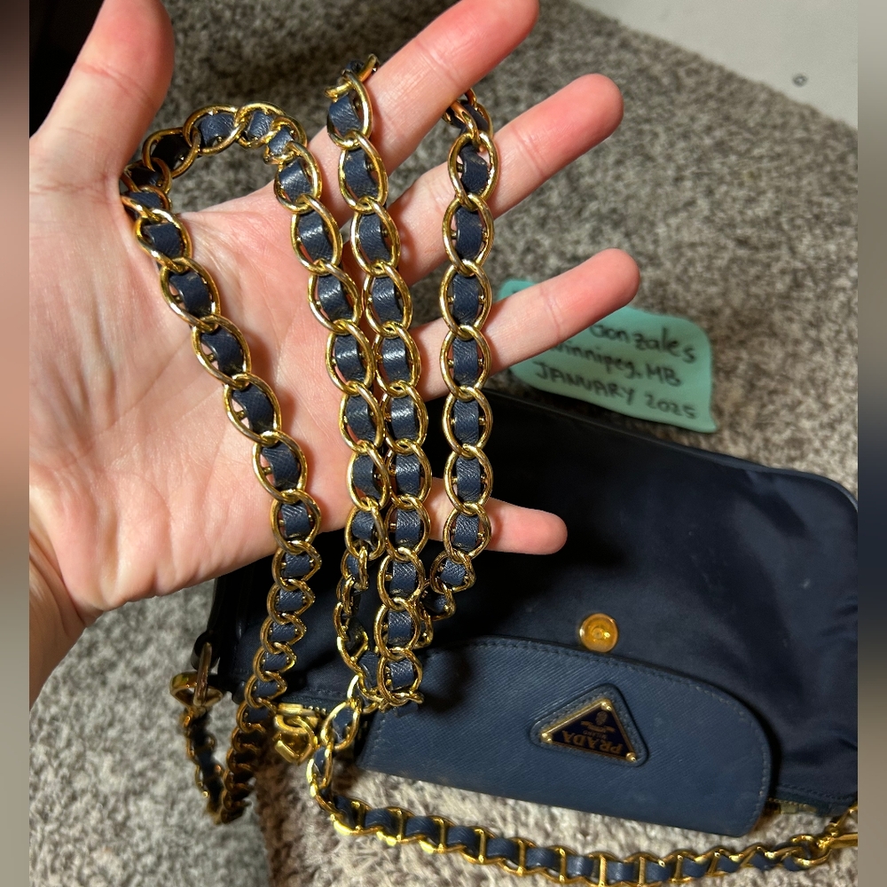 Prada Navy Blue Chain Crossbody Bag - Picture 15 of 15